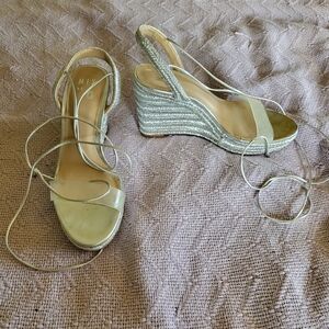 Mix No 6 Silver Metallic Espadrille Wedge Sandals